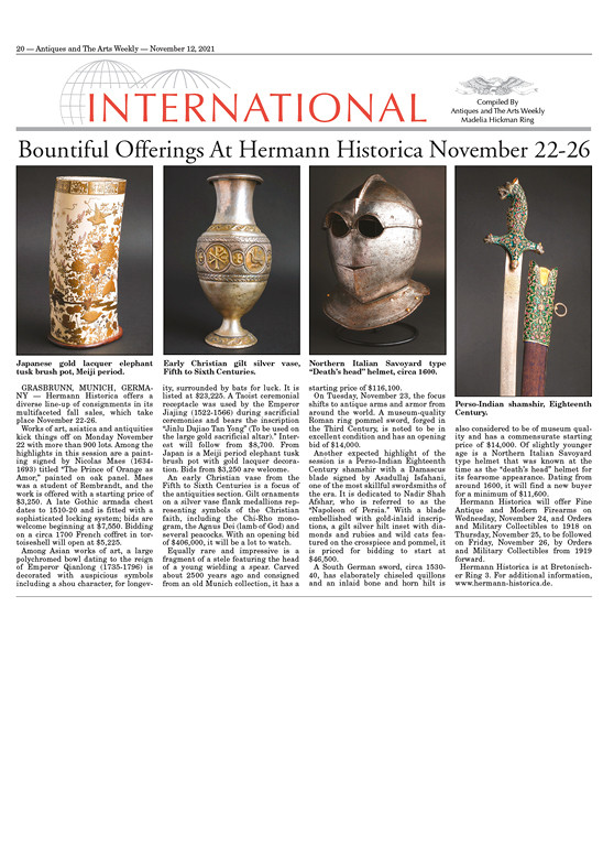 "Bountiful Offerings At Hermann Historica November 22-26"