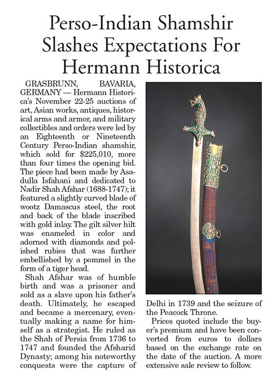 "Perso-Indian Shamshir Slashes Expectations For Hermann Historica"